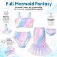 thumbnail image 6 of Girls Swimsuit 3 Piece Mermaid Set Swimsuit Fish Tail Skirt Bottom Bathing Suit Bikini Swimwear for Kids Girls 4-5 Years Beach Pool Party, 6 of 10
