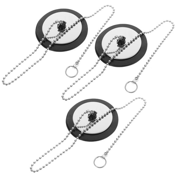 Masteelf 3PCS Tub Stoppers Rubber Bathtub Stoppers Kitchen Sink Drain Stopper Bathroom Drain Plug with Pull Ring and Beaded Chain