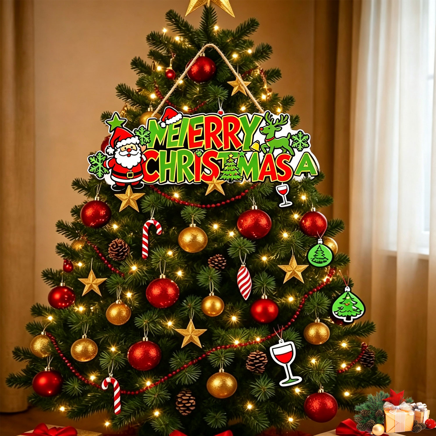 STYZIGZZ Hanging Wooden Christmas Wreaths photo 4