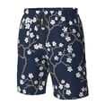 thumbnail image 4 of Disketp Men's Swim Trunks Hawaiian Breathable Surf Beach Swimsuits Mesh Lining Beach Shorts with Pockets-Cherry Blossoms on Navy Background, 4 of 7