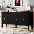 thumbnail image 2 of Black Accent Cabinet with 4 Doors, Atumon Storage Cabinet, Modern Buffet Cabinet with Adjustable Shelves, Accent Cabinet Furniture for Living Room Kitchen Dining Room, 63"L x 15.7"W x 31.5"H, 2 of 10