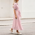 thumbnail image 5 of WAGUTH Women's Plaid Shirt Dresses Puff Short Sleeve Button Down Midi Dress with Belt & Pocket Casual Summer A-Line Dresses, 5 of 6