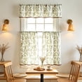 thumbnail image 4 of 3pcs Kitchen Curtain Set with Valance and 2 Tier Panels, Light Filtering Thermal Cafe Curtains for Small Window, Basement, Bathroom, Laundry Room and Dining Area Decor, Green, 4 of 9