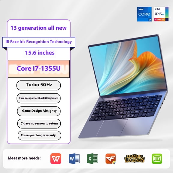 Cahier de Jeu d'Affaires Léger core i7 de 15,6 Po, Bureautique Efficace et Divertissement Amusant