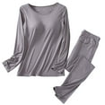 thumbnail image 1 of UAMVSH sous-Vêtements Thermiques pour Femmes Ensemble 2 Pcs Confortable Doux Hauts à Col Ras du Cou avec Caleçons Longs Ensemble de Pyjama Décontracté Couche de Base Ensembles avec Coussinets de Poitrine, 1 of 2