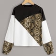 thumbnail image 1 of Women's Long Sleeve Color Block Snake Print Pullover Sweatshirts Patchwork Tops, 1 of 6