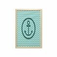 thumbnail image 1 of Anchor Wall Art with Frame, Horizontal Zig Zag Pattern Background Anchor Image Circle Shape Medallion, Printed Fabric Poster for Bathroom Living Room, 23" x 35", Dark Green Turquoise, by Ambesonne, 1 of 2