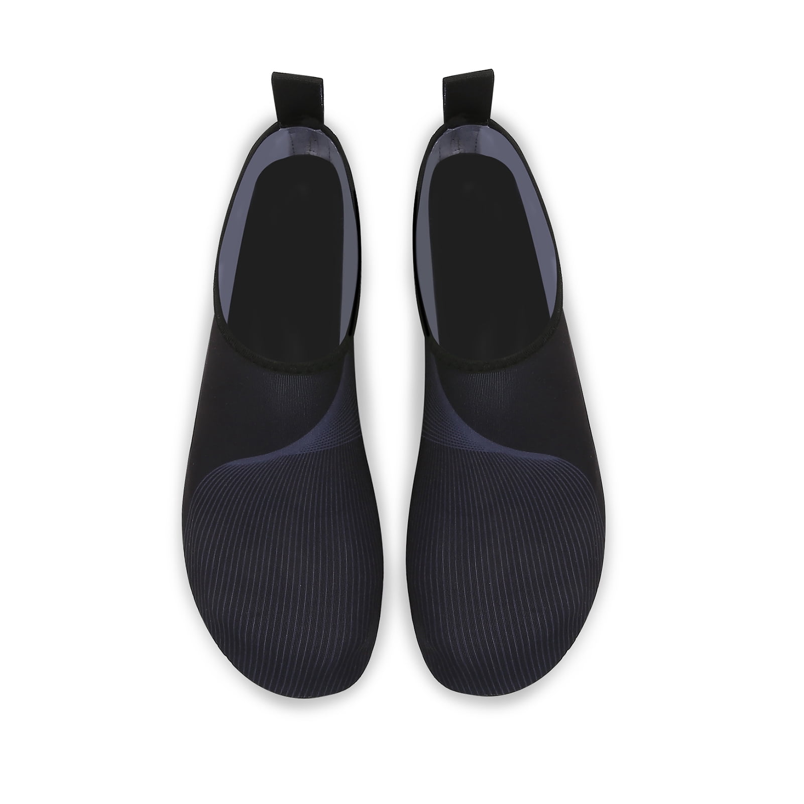 Men and Women a Slip On Barefoot Quick-Dry Beach Aqua Yoga Water Shoes (Curved Line/Black, 4-5 Women)