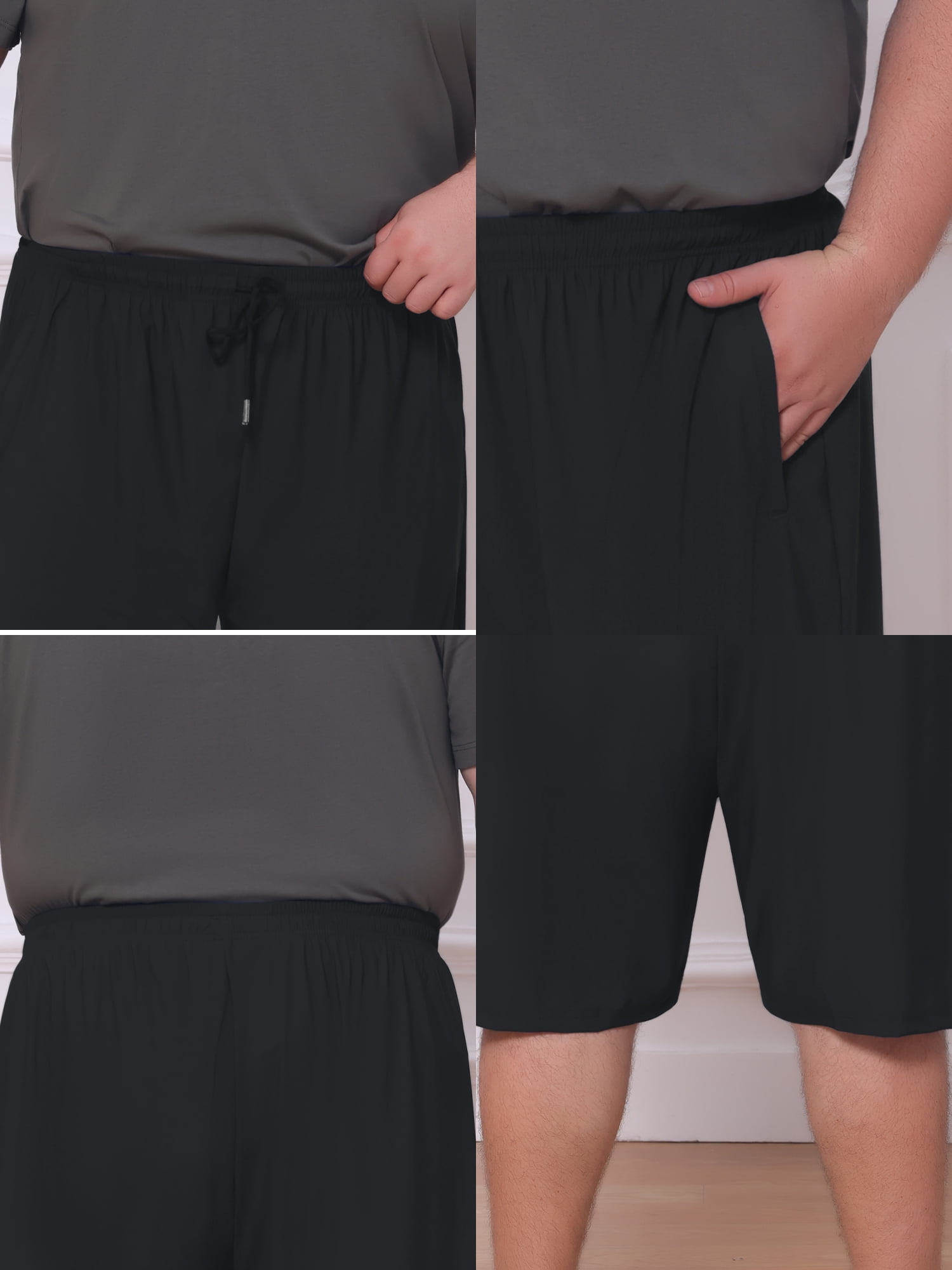 DARING DIVA Men's Zipper Pockets Above Knee Drawstring Waist Sport Shorts XL Black