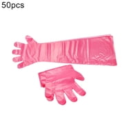 SPRING PARK 50Pcs Pet Veterinary Examination Farm Vet Disposable Film Soft PE Long Arm Glove