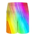 thumbnail image 2 of Yaoyar Men's Hawaiian Rainbow Print Elastic Waist Drawstring Shorts Double Layer Beach Swim Trunks with Pocket,Yellow,XL, 2 of 8