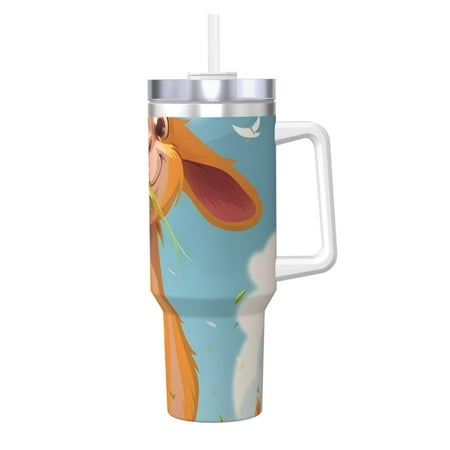 

Daiia Happy Goat In Meadow Printed 40 oz Tumbler with Handle Ice Bully Insulated Tumbler 2 in 1 Lid Insulated Water Bottle Stainless Steel Travel Coffee Mug