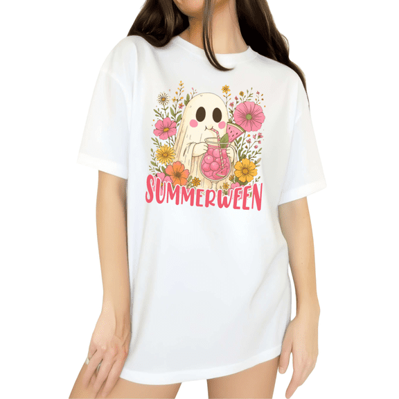 Cozymy SUMMERWEEN Ghost Graphic Tee Short Sleeve Crewneck Halloween Top