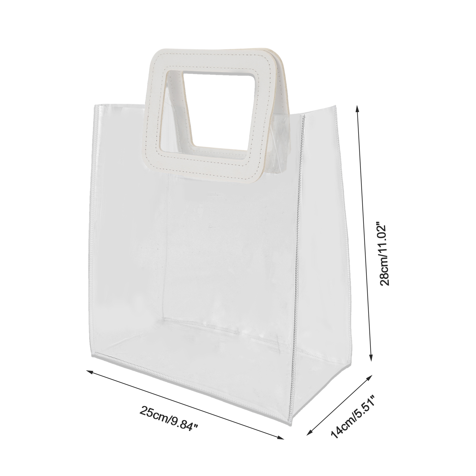 Unique Bargains Square Clear Gift Bag for All Occasions 1Pc White Clear 9.84"x5.51"x11.02"