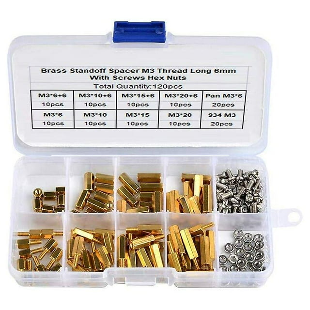 120 Pcs M3 Cuivre Laiton Piliers Entretoise Circuit Entretoise Écrou PCB Vis Hexagonale Tête Cylindre Simple, T-Audice
