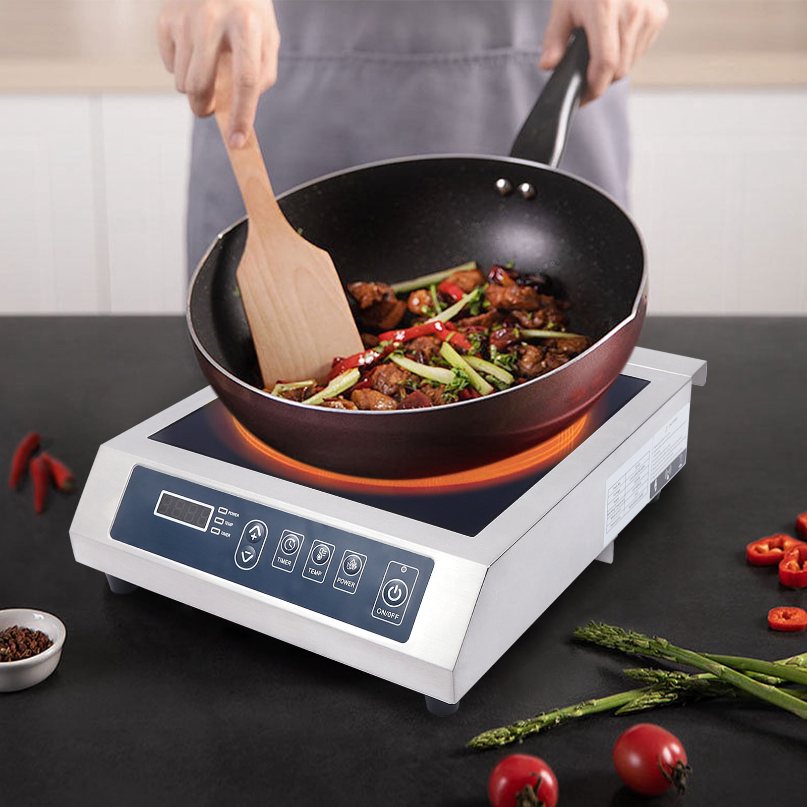 TOOL1SHOoo High Power Induction Cooktop 110V 3500 Watt Countertop Burner + Temp Power Panel