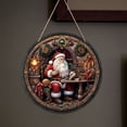 thumbnail image 2 of Letrero De Madera Con Corona Navideña De Papá Noel Letrero Redondo De Madera Para Colgar Decoraciones Navideñas Para El Hogar Letrero Para Colgar En La Puerta O La Pared, 2 of 8