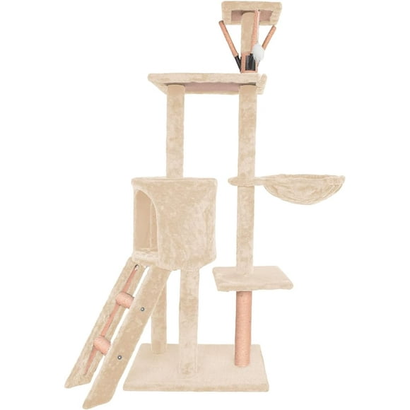 Torre para Gatos Bluelander 1.4 m, Múltiples Niveles, Beige