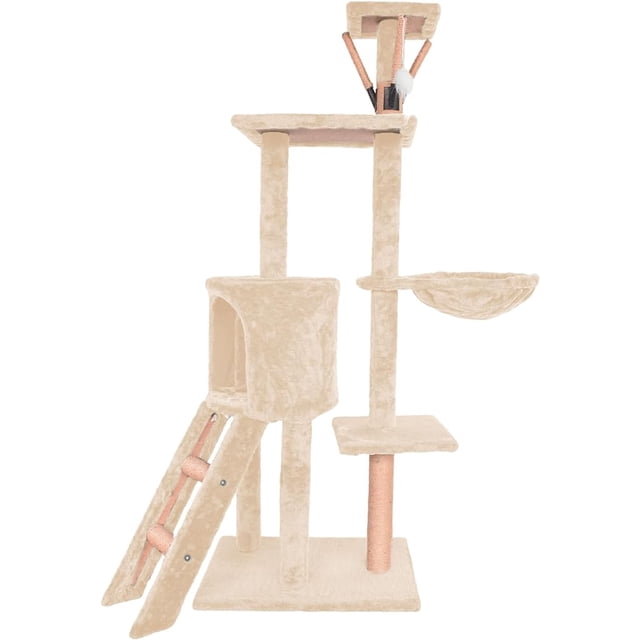 Torre para Gatos Bluelander 1.4 m, Múltiples Niveles, Beige