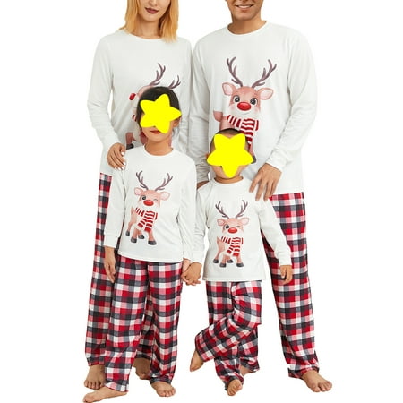 

Family Matching Christmas Pajama Sets 2 Piece Sleepwear Xmas Holiday PJs Loungewear Nighty for Men Women Kids Baby