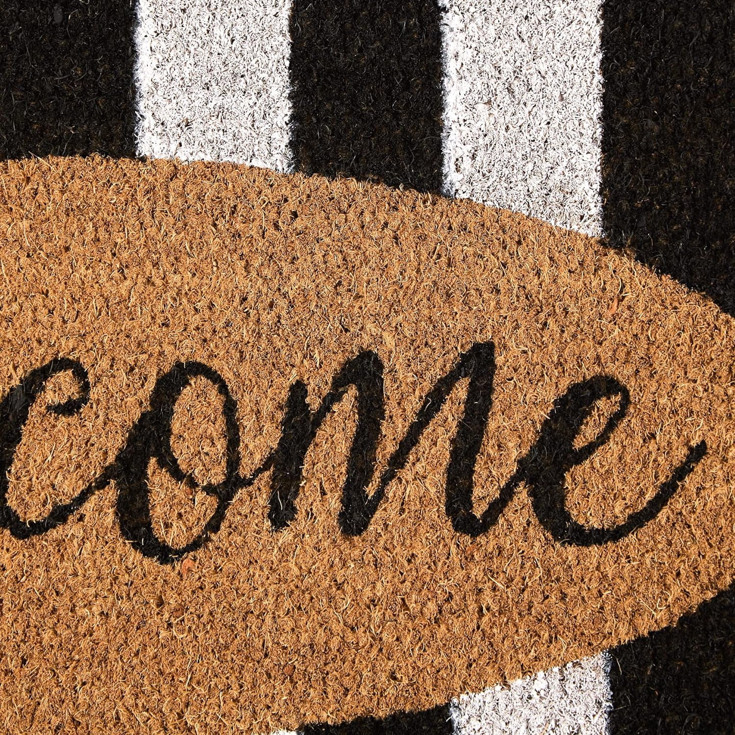 Natural Coir Doormat Outdoor Welcome Mat, 17x29, Cabana Stripes