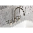 thumbnail image 4 of Kingston Brass KS8926KNL Convergent Two-Handle 3-Hole Deck Mount Widespread Bathroom Faucet with Knurled Handle and Brass Pop-Up in Polished Nickel, 4 of 7