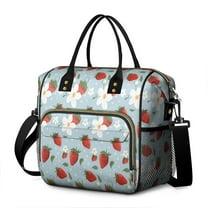 OBREWU Strawberry Plants Fruit Womens Lunch Box for Work,Insulated Large Strawberry Plants Fruit Lunch Bag for Women,Loncheras Para Mujer,Leakproof Adult Lunch Bag for Work,Beach,Travel,Picnic,Camping