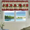 thumbnail image 3 of Christmas Poinsettia Farmhouse Short Window Curtain Valances, Red Flowers Green Leaves Xmas Bells Vintage Rod Pocket Kitchen Valances for Living Room Bedroom Bathroom Cafe 42" x 12", 3 of 8