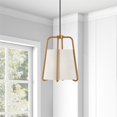 thumbnail image 2 of Henn&Hart 11" Brass Finish Metal/Fabric Pendant, 2 of 7