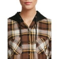thumbnail image 4 of No Boundaries Junior's Plaid Button-Down Hoodie Shirt, 4 of 5