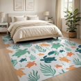 thumbnail image 3 of ODIKA 8'x10' Washable Area Rug Stylized Turtle Ocean Adventure With Rising Bubbles Decorative for King Size Bedroom Under Bed, Master Suite, Non-Shedding, Easy Care, 3 of 7