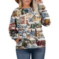 thumbnail image 2 of Christmas Sweatshirts for Women Cute Shirt Fall Pullover Top with Christmas Tree Print for Festive Outfits and Gifts,Sky Blue,L, 2 of 4