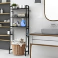 thumbnail image 4 of Over The Toilet Storage Shelf, 3-Tier Bathroom Organizer with Toilet Paper Holder and 3 Hooks, Freestanding Shelving for Restroom, Laundry, and Balcony ,black, 4 of 7