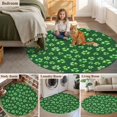 thumbnail image 5 of Green St. Patrick's Day Round Area Rug 4Ft Washable Circle Rugs for Bedroom Dining Room, Lucky Clovers Watercolor Rustic Non-Slip Carpet Floor Mats Indoor Outdoor Carpet Runner Aesthetic Home Decor, 5 of 8