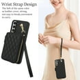 thumbnail image 4 of Compatible with Samsung Galaxy S22 Plus S22+ 5G Wallet Phone Case Tempered Glass Screen Protector Wrist Crossbody Strap Stand Credit Card Holder RFID Slot Cell Cover for S22+ 22plus Women Girls Black, 4 of 10