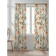 thumbnail image 2 of Orange Flowers Sheer Curtains 2 Panels Set Daisies Abstract Linen Texture Lihgt Filtering Rod Pocket Voile Drape, Semi Sheer Window Curtains for Bedroom Living Room, 52"x108", 2 of 5