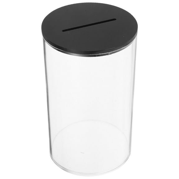 VORCOOL Clear Acrylic Money Jar with Coin Slot Lid for Storage and Tip Collection Black