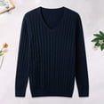 thumbnail image 2 of WAENQINLA Mens Oversized Sweaters Winter Casual Crewneck Cable Knit Sweater Pullovers Long Sleeve V Neck Knitwear Tops Navy XL, 2 of 9
