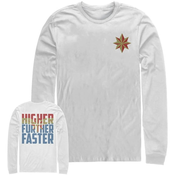 Men's Marvel Captain Marvel Higher Star Long Sleeve Shirt White Large