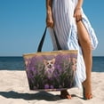 thumbnail image 3 of Wukai Dog in Lavender Flowers Print Zipper Bag,large Beach Tote Bag,Waterproof Sandproof Bag,Grocery and Picnic Tote Travel Bag, 3 of 5