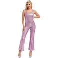thumbnail image 3 of Eandarui Adult 70s Disco Costume for Women Sleeveless Flared Pants Bell Bottoms Party Club Romper Hot Pink 160, 3 of 6
