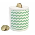 thumbnail image 2 of Mint Piggy Bank, Chevron Pattern Horizontal Zigzag Twisty Turns Modern Aztec Folk Inspirations, Ceramic Coin Bank Money Box for Cash Saving, 3.6" X 3.2", White Jade Green, by Ambesonne, 2 of 4