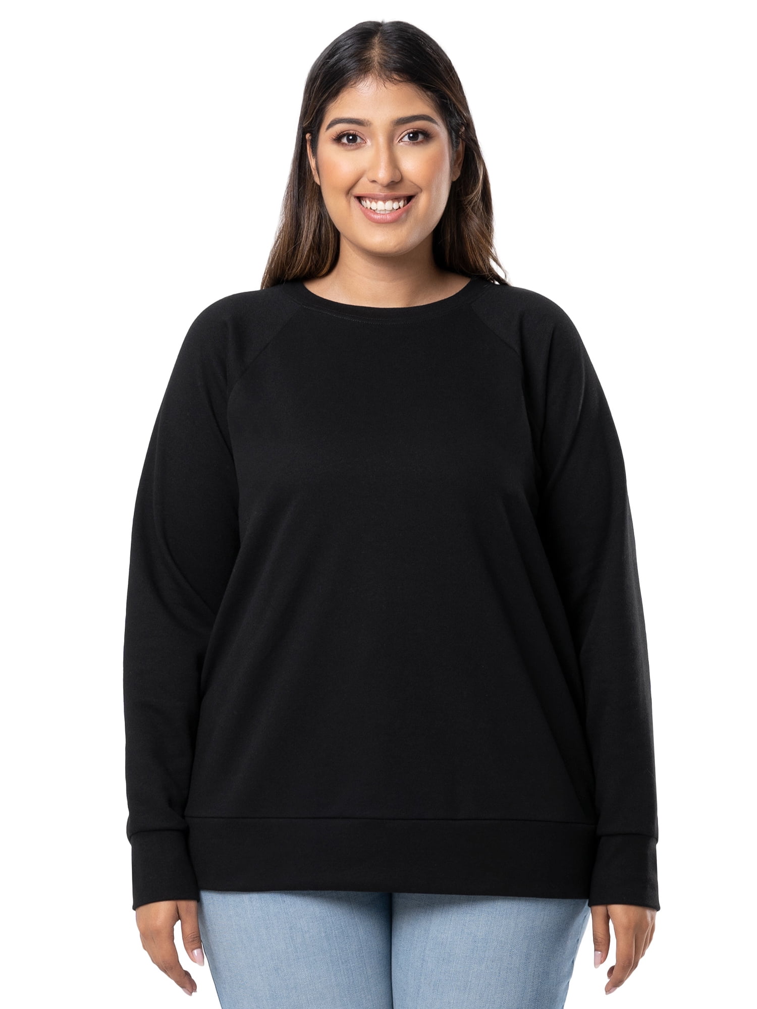 Terra & Sky Women's Plus Size Cotton Blend Fleece Sweatshirt, 2-Pack
