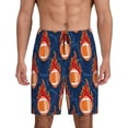 thumbnail image 2 of Rocae American Football and Fire Flames for Men's Soft Sleep Pajama Shorts, Waistband and Pockets, 2 of 9