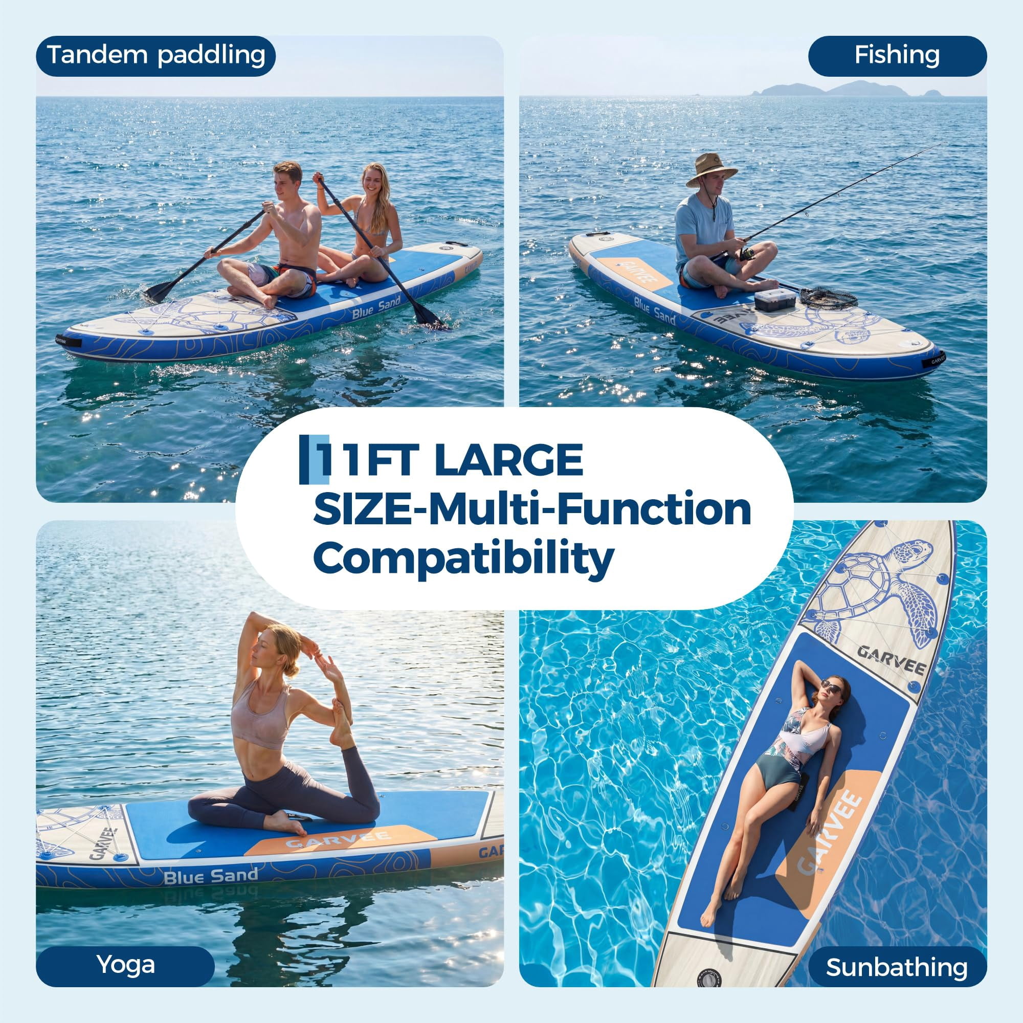 GIMMYFIVE 11 ft Inflatable Stand Up Paddle Board, PVC SUP with Water Bag, 34 inch Wide, 6 inch Thick