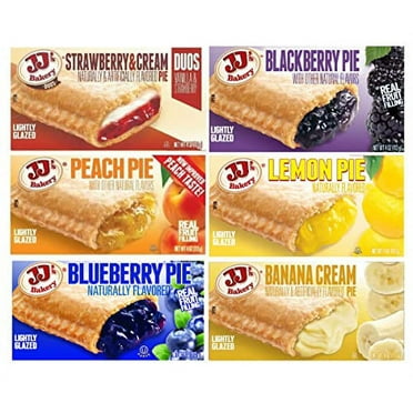 JJ's Bakery Assorted Variety Pack Snack Pies, Individual Dessert, Fresh-Baked, Perfect for Snacks, Nut-Free, Kosher Parve, 4 Oz Each (Pack of 6)