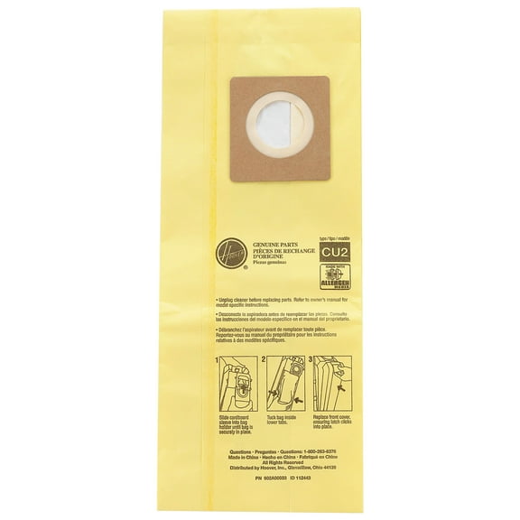 Hoover Commercial Bag Cu2 Allergen, Compatible with CH54013, CH54015, CH54113, CH54115, Allergen Filtration, Disposable Bags, 10 Pack