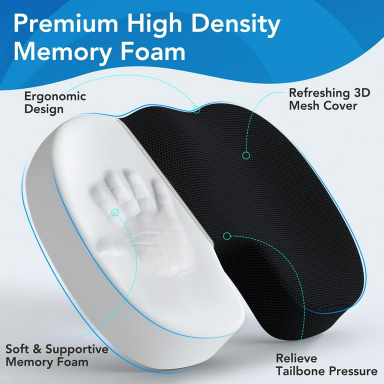 Qutool Memory Foam Coccyx Seat Cushion & Lumbar Support Pillow for Office  Chair Car Wheelchair Orthopedic Chair Pad&Back Cushion