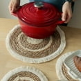 thumbnail image 4 of Kumdkd Round Woven Placemat Set, Handmade Non Slip Circle Placemats for Dining Table, Wedding, Kitchen Placemats, 15 inches for Christmas, Birthday Parties, 4 of 9