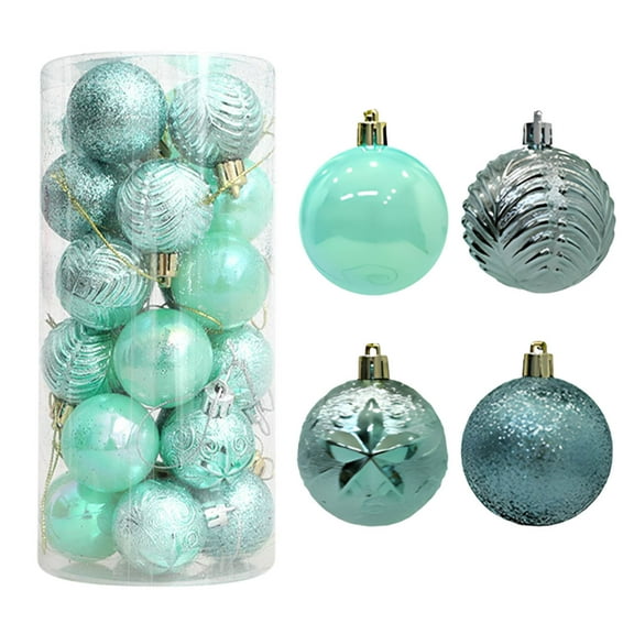 Yhmxh Christmas Ball Ornaments, 24 Pcs 2" Hanging Ornament Decorations for Christmas Tree, Xmas Shatterproof Plastic Balls with Hanging String for Holiday Party Wreath Garlands Trees Ornaments